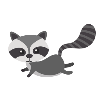 raccoon cartoon in flat style png