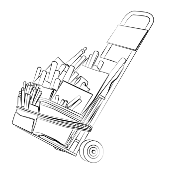 portable stall cartoon in outline style png