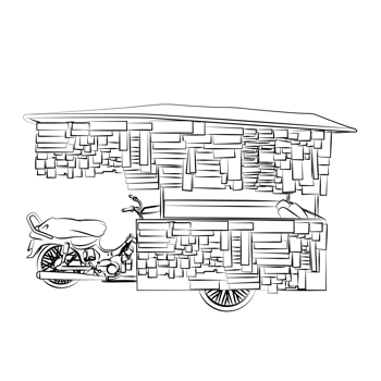 portable stall cartoon in outline style png