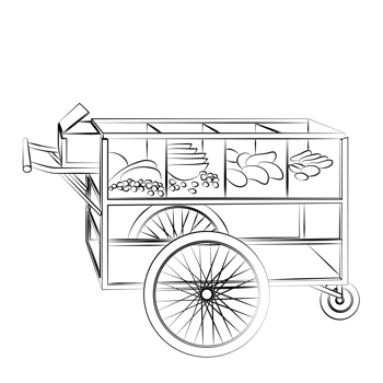 portable stall cartoon in outline style png