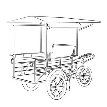 portable stall cartoon in outline style png