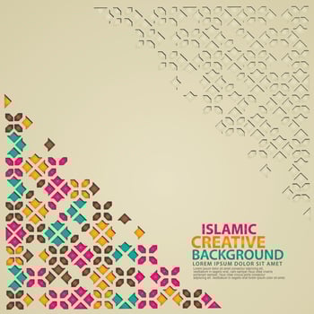 Islamic design greeting card background template with ornamental colorful of mosaic vector