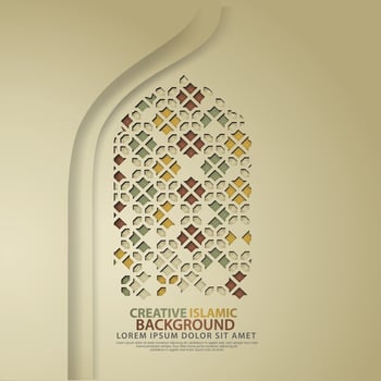 realistic door mosque texture with ornamental of mosaic for element Islamic design backgrounds vector