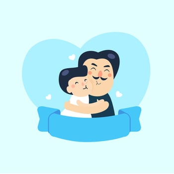 boy dad cheek to cheek vector