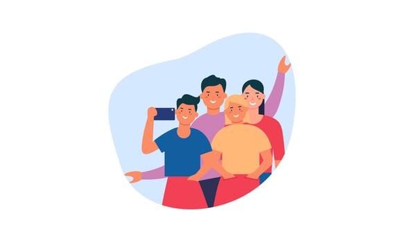 Friends taking a selfie. Friendship and youth concept illustration vector