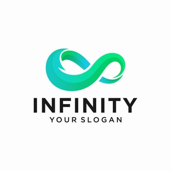 Infinite limitless symbol icon or logo design template. Corporate branding identity rainbow gradient vector