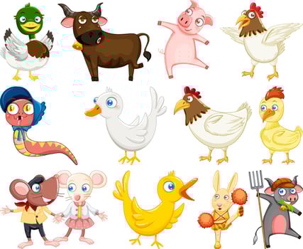 Wild animals with happy smile vector