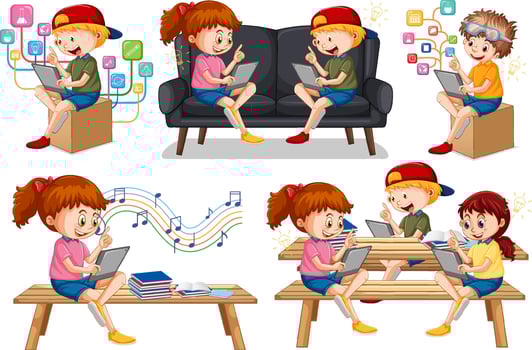 Set of children doing different activities vector