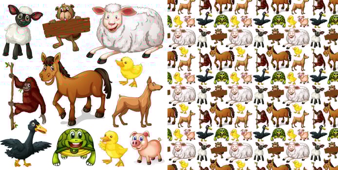 Cute animals cartoon set on white background vector