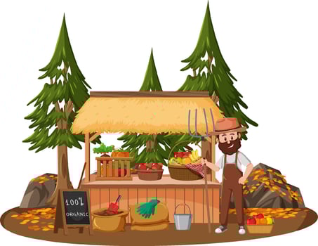 Flea market concept with fruit store vector
