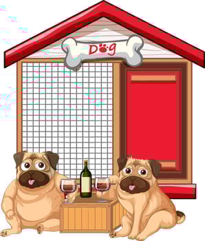 A puppy outside the doghouse vector