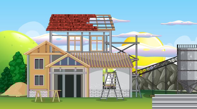Scene of building construction site vector