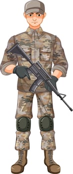 Soldier in uniform cartoon character vector