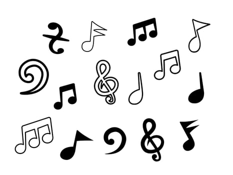 Black Melody Line and Silhouette elements. Vector illustration for decoration.