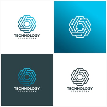 Modern Hexagon tech logo designs concept vector, Hexa Technology logo template vector