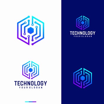 Modern Hexagon tech logo designs concept vector, Hexa Technology logo template vector