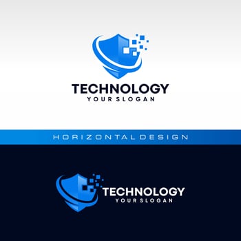 Shield Technology Logo Icon Stock Vector