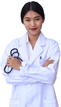 Doctor woman confident smile with Stethoscope in white hospital uniform png