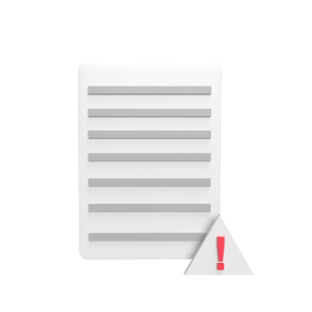 Document warning 3d icon model cartoon style. render illustration png