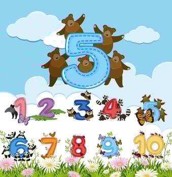 Counting numbers from zero to nine vector