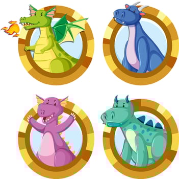 Set of different cute dragons cartoon vector