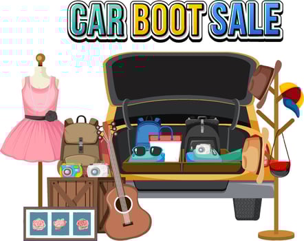 Flea market concept with car boot sale vector