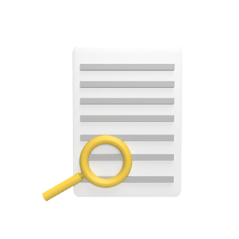 Document Search 3d icon model cartoon style. render illustration png