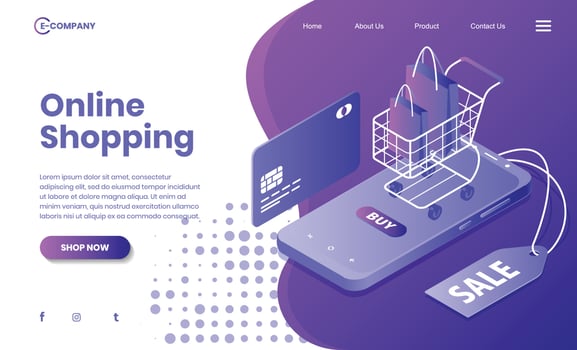 Online Shopping Store Landing Page Template vector