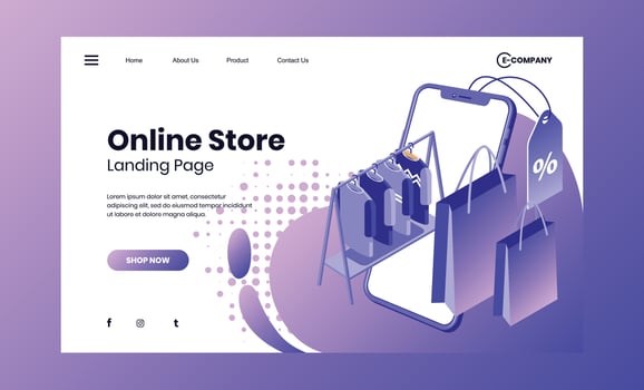 Online Shopping Store Landing Page Template vector