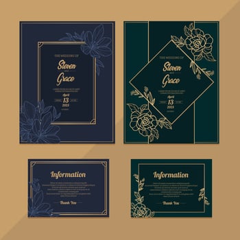 Wedding Card Invitation Template With Flower Design vector