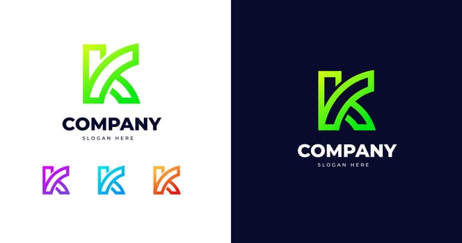 Letter K logo design minimalist line gradient style vector
