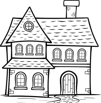 Cute house Illustration isolated on white background Coloring Page for kids vector