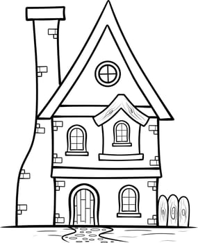 Cute house Illustration isolated on white background Coloring Page for kids vector