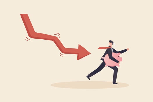 Financial Crisis, Businessman or investor run away. vector