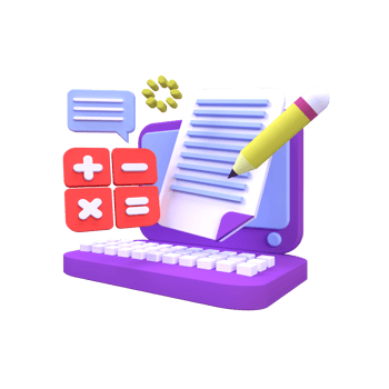 check list with laptop, calculator, pencil illustration for business idea concept isolated on colorful background,3D,render png