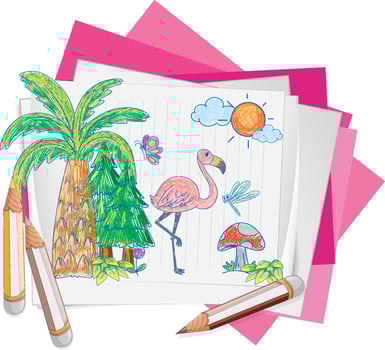 Kids sketch colored in hand drawn style vector