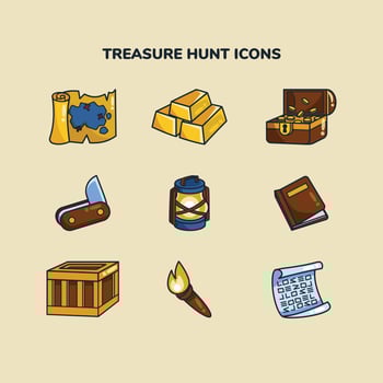Exploration Treasure Hunt Icons vector
