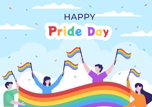 Happy Pride Month Day with LGBT Rainbow and Transgender Flag to Parade Against Violence, Discrimination, Equality or Homosexuality in Cartoon Illustration vector