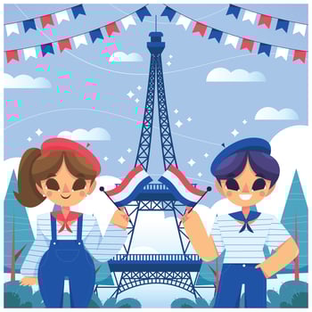 French Couple Celebrating Bastille Day vector