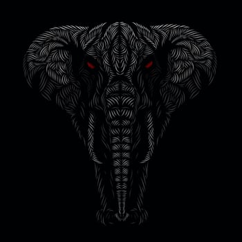 the elephant head face line pop art potrait logo colorful design with black dark background vector