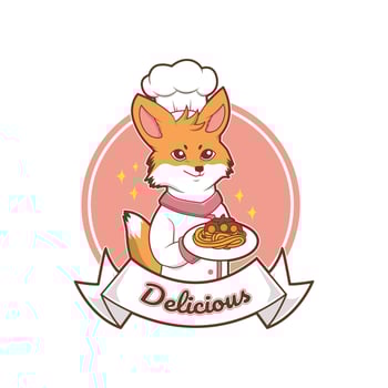 fox chef cute vector illustration logo design