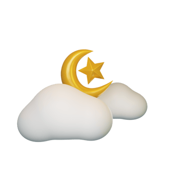 3d rendering of Islamic decoration moon and star icon png