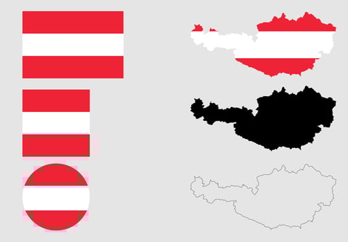 republic austria map flag icon set isolated on white background vector