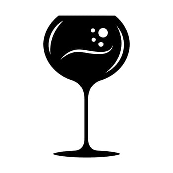Wineglass glyph icon. Chardonnay wine glass. Alcohol beverage with bubbles. Party cocktail. Sweet aperitif drink. Tableware, glassware. Silhouette symbol. Negative space. Vector isolated illustration