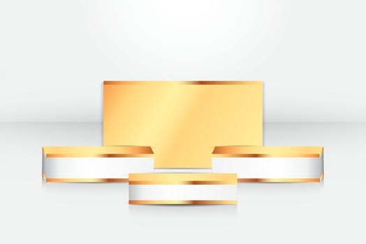 set of golden box podium or gift box premium realistic. 3d rendering vector