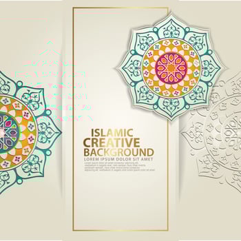 Islamic traditional wedding events and other users with realistic Islamic ornamental colorful detail of mosaic vector