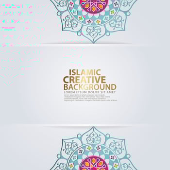 Islamic traditional wedding events and other users with realistic Islamic ornamental colorful detail of mosaic vector