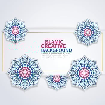 Islamic traditional wedding events and other users with realistic Islamic ornamental colorful detail of mosaic vector