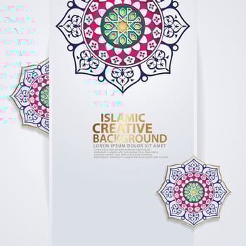 Islamic traditional wedding events and other users with realistic Islamic ornamental colorful detail of mosaic vector