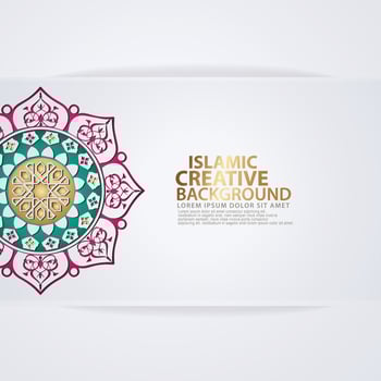 Islamic traditional wedding events and other users with realistic Islamic ornamental colorful detail of mosaic vector